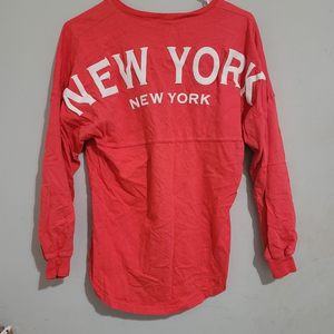New York Spirit Jersey‎ Womens Top Long Sleeve Coral Pink Size XS Oversized